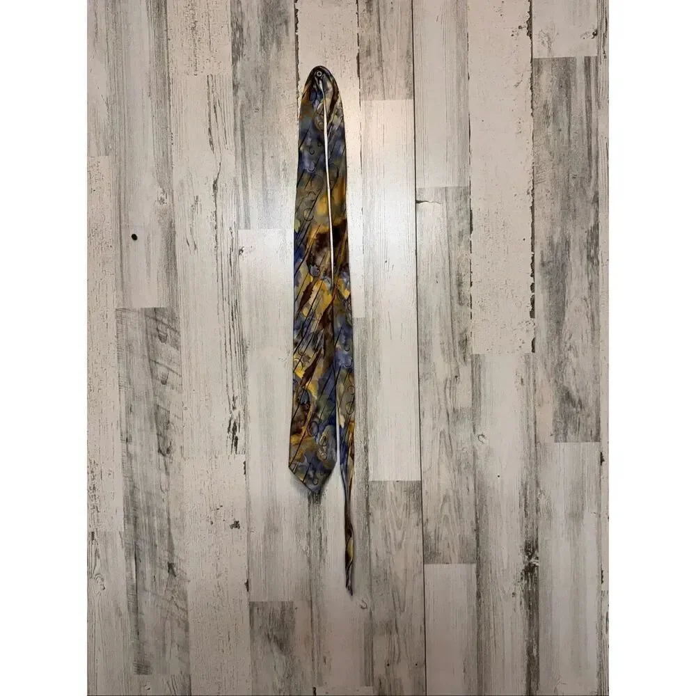 J. Garcia Silk Tie Wetlands I Collection 57 Abstract Pattern Multicolor